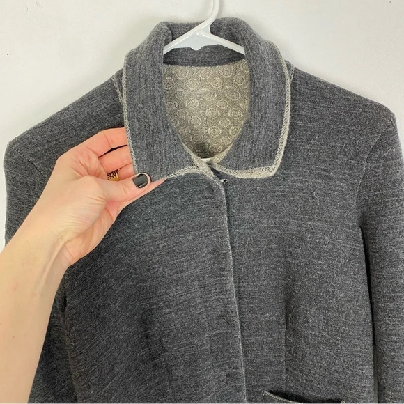 Transit Par Such Reversible Sweater Jacket Cardigan Womens Size Small Gray Beige - Picture 7 of 13